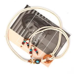 Corde de Taille Tressée Bohémienne Femme Style Ethnique Robe Ceinture Fine Décorative Gland Noué Chaîne de Taille