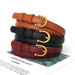 Ensemble ceinture fine femme en cuir synthétique style décontracté jean avec boucle