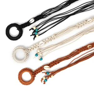 Ceinture tressée bohème pour femmes, chaîne de pampilles décorative robe ethnique.