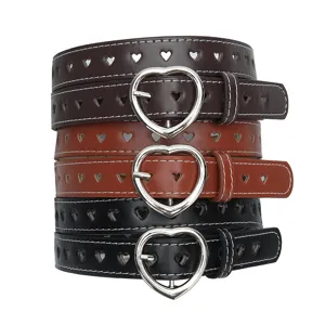Dames hart uitsparing lederen riem mode casual jurk jeans tailleband accessoires