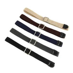 Casual woven elastic belt for men and women, vintage stretch fabric waist belt with metal buckle