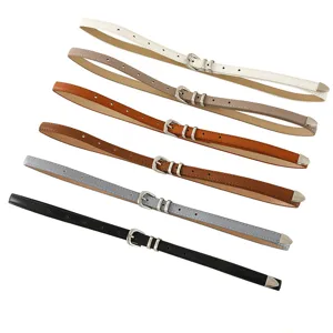 Women slim belt set featuring sleek metal buckles and multiple versatile colors for daily wear.