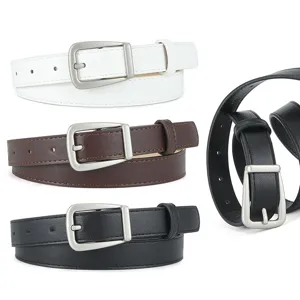 Women's PU Leather Casual Dress Jeans Belt Simple Pin Buckle Versatile Decorative Waist Belt