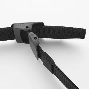 Durable black tactical nylon belt with plastic buckle for outdoor sports and daily wear.