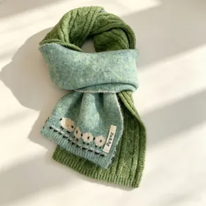 Sciarpa in maglia misto lana bicolore stile coreano autunno inverno con motivo di pecore