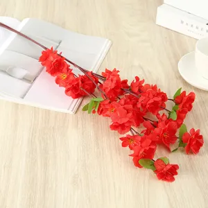 Artificial Red Peach Blossom Branches Fake Flowers Home Wedding Party Wall Decor Vase Arrangement