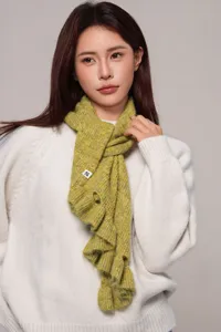 Cozy ruffle knit scarf shawl for women, loose winter warm wool cape neck wrap, stylish accessory.