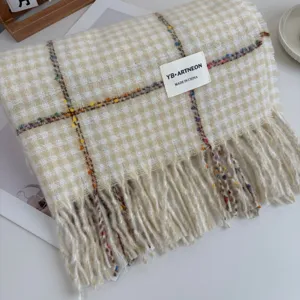 Autumn winter thick warm plaid scarf women Korean style grid shawl elegant fashion neckerchief