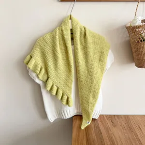Yellow knitted tassel ruffle shawl wrap cozy stylish cape sweater accessory fashion apparel