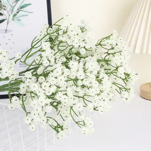 Artificial white gypsophila flowers bouquet fake floral home wedding decor detail