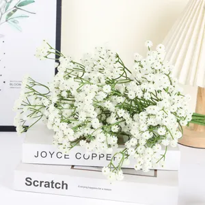 Artificial baby breath flower detail shot, white gypsophila bouquet for home decor display.