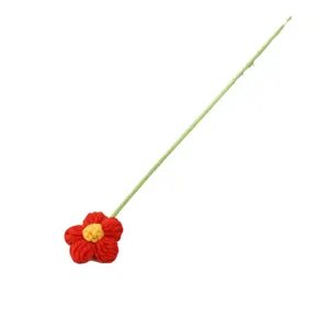 Fleur bouffante au crochet faite main avec tige en laine tricotée décor maison bureau cadeau principal