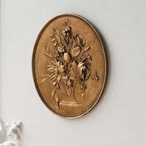 European Retro Carved Wall Decor Resin Wall Hanging Pendant Baroque Antique Wall Decor Relief Mural Living Room Art