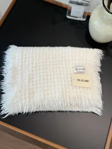 Korean style winter solid color handmade fringe knit scarf for women warm cozy fashion neckwear