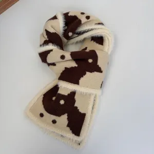 Sciarpa in maglia carina da donna autunno inverno caldo accogliente motivo gatto pelliccia