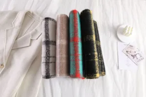 Cozy plaid mohair winter scarf soft warm long plaid shawl for women and men product detail.