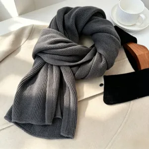 Sciarpa Lavorata a Maglia Calda Invernale da Donna Morbida Minimalista Ispessita Lunga Tinta Unita per Uso Quotidiano