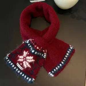 Damen Kaschmir Mischung Winter Schal warmer Strickschal mit norwegischem Schneeflockenmuster