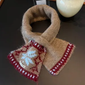 Herbst Winter koreanischer Stil Fair Isle Schneeflocke Kaschmermischung Schal warm