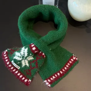 Detailansicht Damen Winter Koreanischer Stil Fair Isle Schneeflocke Weihnachten warmer Kaschmir Schal