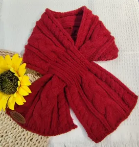 Sciarpa incrociata in maglia a trecce rossa per donna uomo calda sciarpa invernale