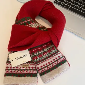Nordic style knit wool scarf showing detailed winter warm design and exquisite texture.