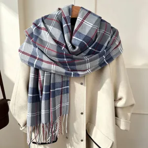 Sciarpa Classica a Quadri con Nappe Per Donna Uomo Inverno Caldo Morbido Effetto Cashmere Sciarpa Collo Moda