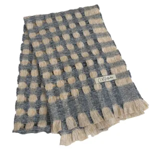 Winter women's warm hollow grid scarf imitation cashmere tassel shawl fashion accessory