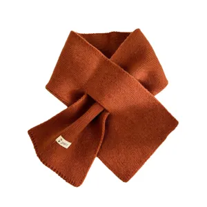Solid color cross knit scarf for women, warm winter fashion Korean style stylish neck warmer.