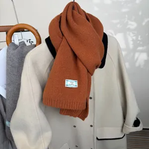 Sciarpa Lavorata a Maglia in Imitazione Lana Minimalista per Donno Uomo Autunno Inverno Tinta Unita Caldo Morbido Collo Versatile