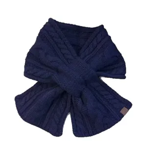 Sciarpa incrociata in maglia treccia per donna e uomo, morbido misto lana caldo invernale.