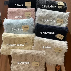 Écharpe en Laine Tricotée Chaude d'Hiver pour Femme Couleur Unie Franges Faites Main Glands Longues Écharpes Mode Casual Tenues Quotidiennes