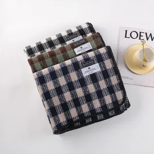 Écharpe à Carreau Style Preppy Femmes Hiver Chaud Épaissi Imitation Cachemire Châle Doux Mode Tour de Cou