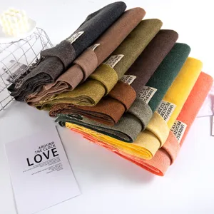 Thickened Imitation Cashmere Scarf For Women Winter Warm Solid Color Long Scarf Casual Tassel Shawl Wrap