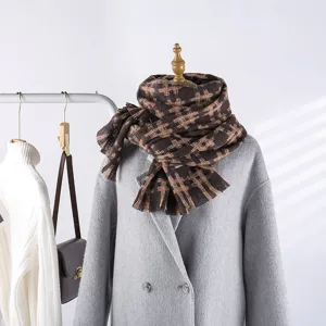 Detailed view of women winter thick warm grid scarf Korean style versatile couple shawl neckerchief