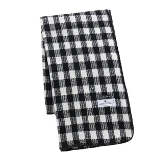 Écharpe à carreaux noir et blanc style collège pour femme, écharpe chaude et épaisse en cachemire.