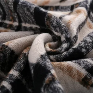 Cozy autumn winter plaid scarf for women, thick warm retro cashmere feel blanket wrap accessory.