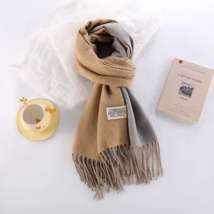 Thick double-sided imitation cashmere scarf winter warm couple high-end long solid color