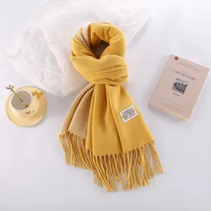 Thickened double-sided imitation cashmere scarf for women winter warm solid color long shawl