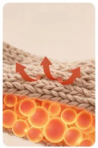 Close up view of thermal knit glove fabric showing cozy fleece lining and warm layer.