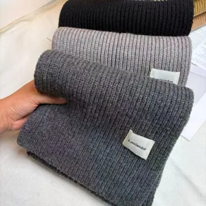 Einfarbiger, verdickter Strickschal für Damen und Herren, warmer Winter-Rippschal.