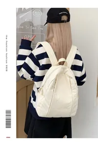 Korean style solid color casual backpack lightweight travel school daypack for women college