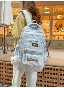 Zaino stampato carino per ragazze, elegante borsa scolastica leggera e capiente per studenti.