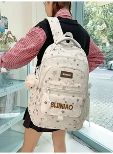 Zaino per studenti stampato carino con tasche multiple per la scuola e viaggi.