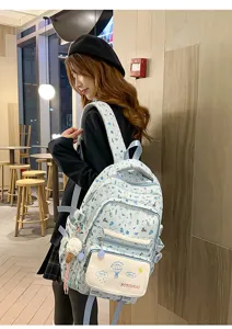 Zaino scolastico stampato di grande capacità leggero per ragazze simpatici borsa da viaggio casual