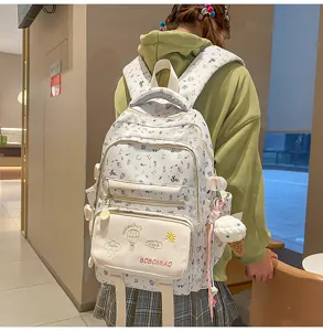 Zaino per la scuola casual con tasche, grande zaino da viaggio leggero per adolescenti.