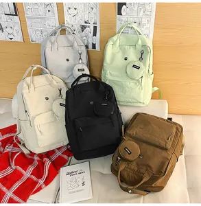 Lässiger Studenten Rucksack mehrfarbig Reise Schultasche mit kleiner Münztasche Alltag.