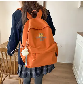 Korean style school backpack for women, large capacity travel casual daypack with cute dog print.