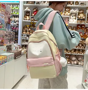 Zaino pastello casual e dolce per studenti, grande capacità borsa scolastica a doppia spalla