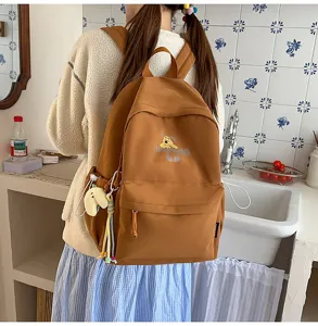 Korean style college backpack for women, large capacity travel school bag, lightweight.